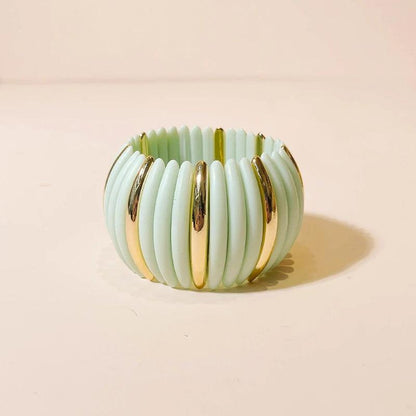 Round Link Wide Elastic Bangle Bracelet - SHExFAB