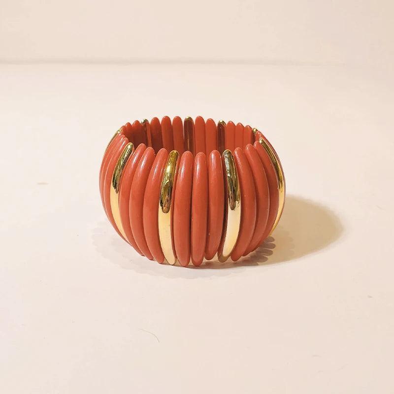 Round Link Wide Elastic Bangle Bracelet - SHExFAB