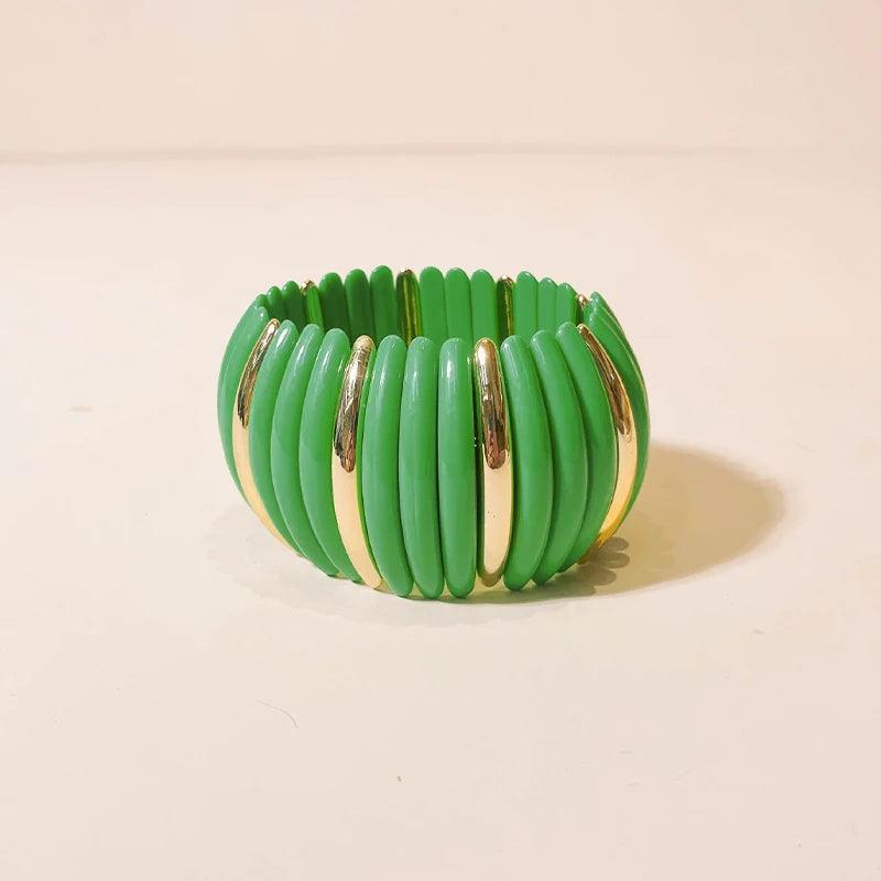 Round Link Wide Elastic Bangle Bracelet - SHExFAB