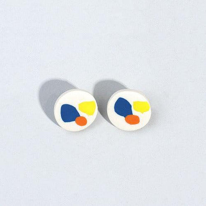 Round Palette Pattern Clay Stud Earrings - SHExFAB