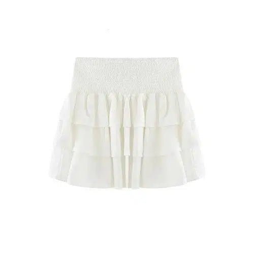 Ruffle Layered White Mini Skirt - SHExFAB