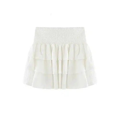 Ruffle Layered White Mini Skirt - SHExFAB