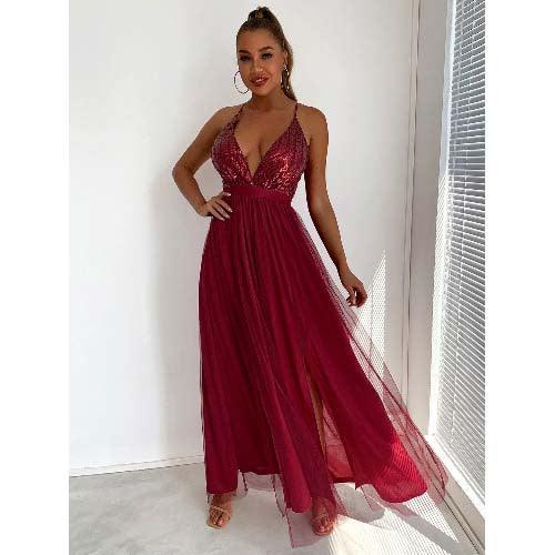 Sequin Corset Maxi Dress - SHExFAB