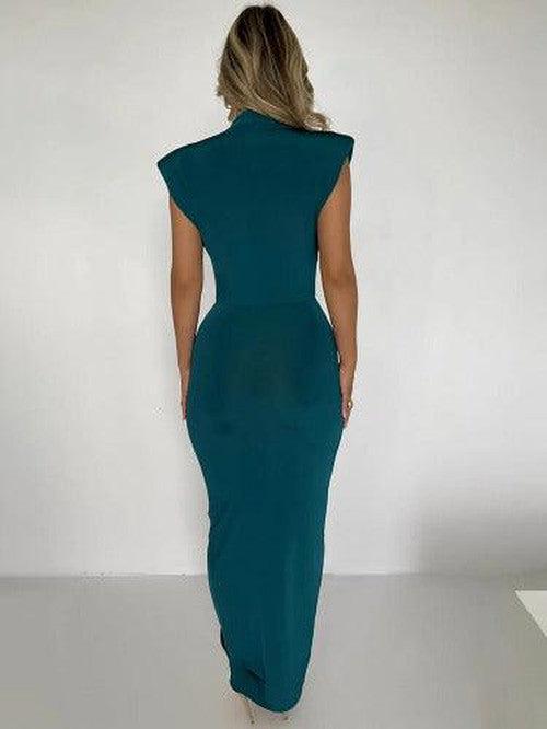 Sexy Deep V - Neck Side Split Slim Maxi Dress - SHExFAB