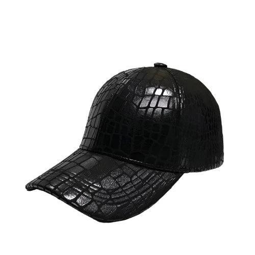 Shiny Faux Leather Adjustable Baseball Hat - SHExFAB