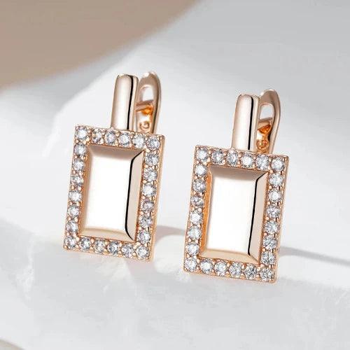 Shiny Square Zircon Fashion Stud Earrings - SHExFAB