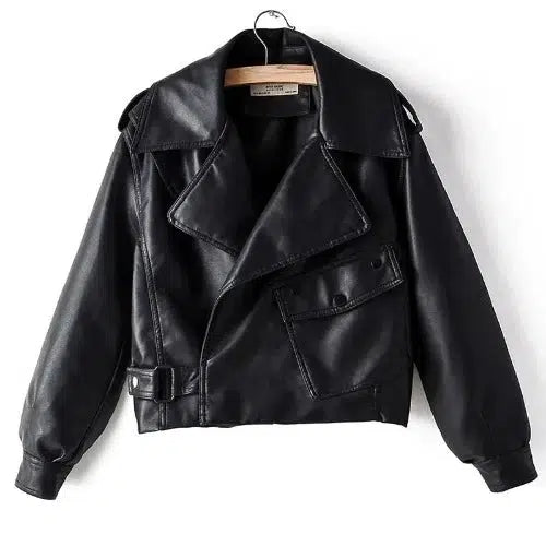 Side Buckle Faux Leather Jacket - SHExFAB