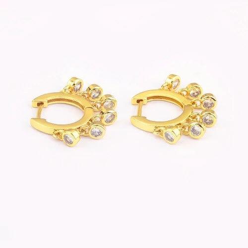 Small CZ Drop Hoop Earrings - SHExFAB