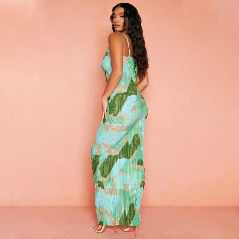 Spaghetti Strap Floral Maxi Slip Dress - SHExFAB