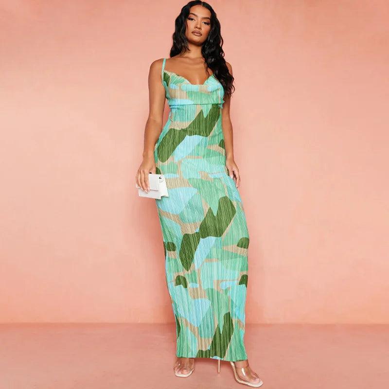 Spaghetti Strap Floral Maxi Slip Dress - SHExFAB