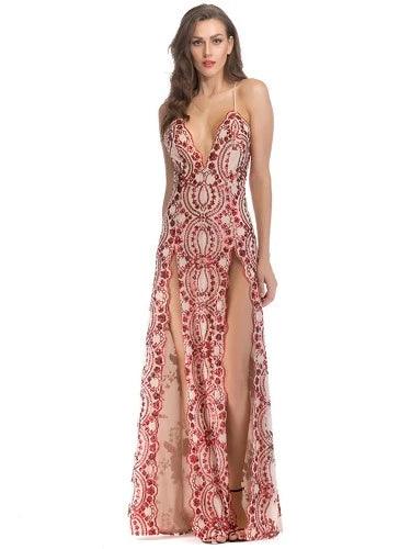 Spaghetti Strap High Split Long Evening Dress - SHExFAB