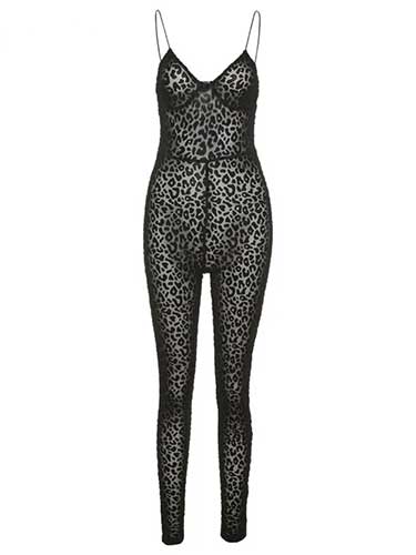 Spaghetti Strap Leopard Print Jumpsuit - SHExFAB