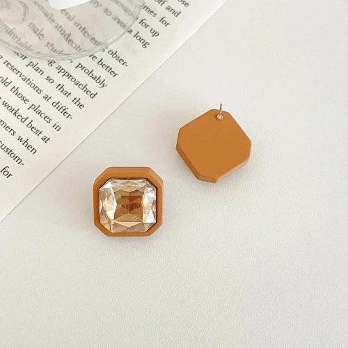 Sparkle Crystal Small Square Stud Earrings - SHExFAB