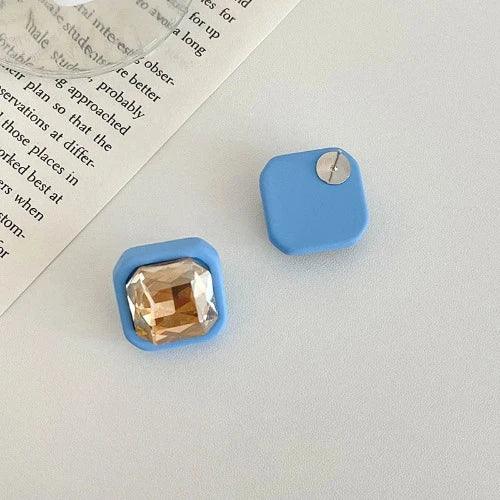 Sparkle Crystal Small Square Stud Earrings - SHExFAB