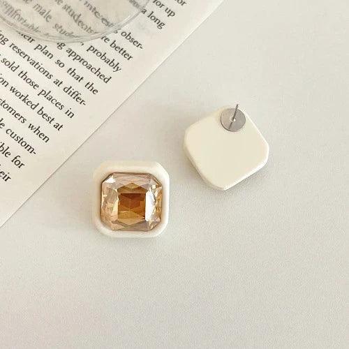 Sparkle Crystal Small Square Stud Earrings - SHExFAB