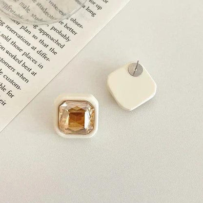 Sparkle Crystal Small Square Stud Earrings - SHExFAB