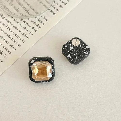 Sparkle Crystal Small Square Stud Earrings - SHExFAB