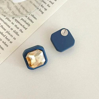 Sparkle Crystal Small Square Stud Earrings - SHExFAB