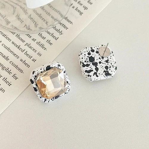 Sparkle Crystal Small Square Stud Earrings - SHExFAB