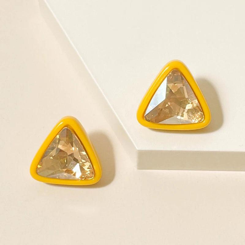 Sparkle Crystal Triangle Stud Earrings - SHExFAB