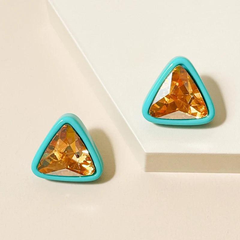 Sparkle Crystal Triangle Stud Earrings - SHExFAB