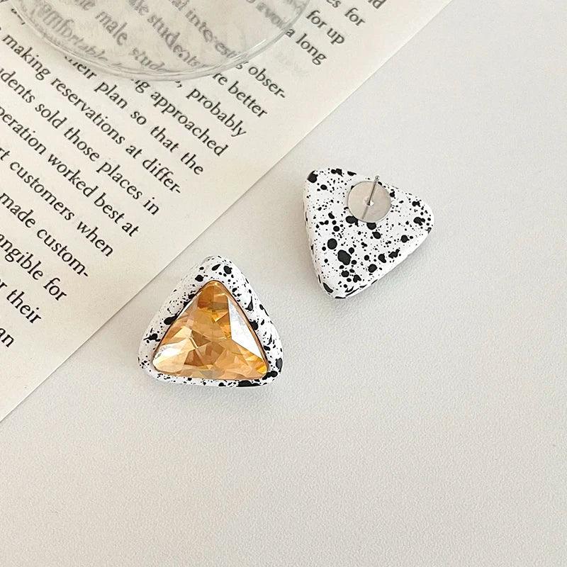 Sparkle Crystal Triangle Stud Earrings - SHExFAB