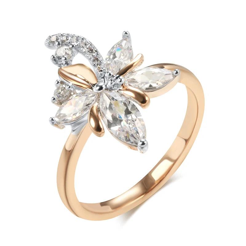 Sparkle Cubic Zirconia Flower Cocktail Ring - SHExFAB