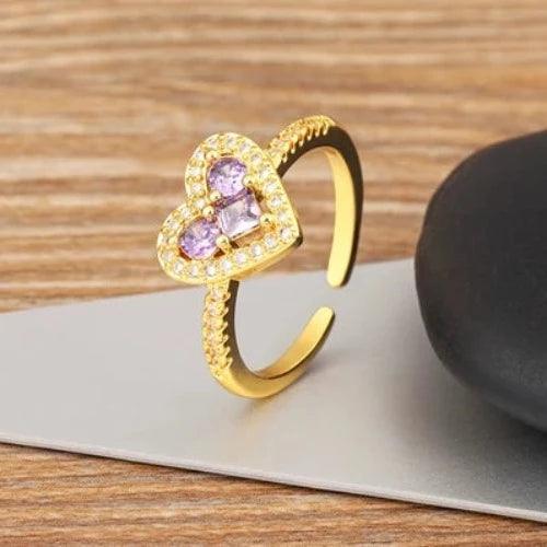 Sparkle Heart Thin Open Ring - SHExFAB