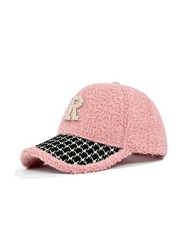 Sparkle R Letter Teddy Baseball Hat - SHExFAB