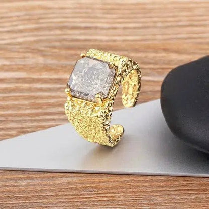 Square CZ Crystal Wide Fashion Ring - SHExFAB