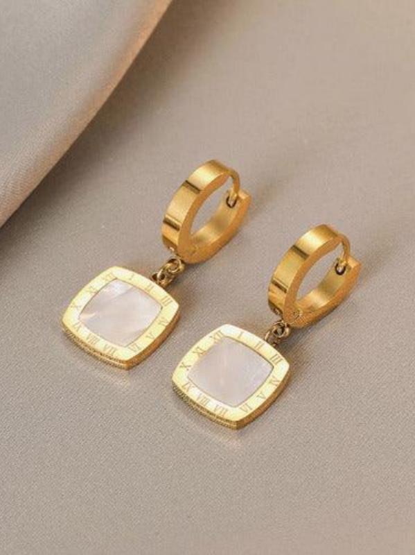 Square Shell Pendant Earrings - SHExFAB