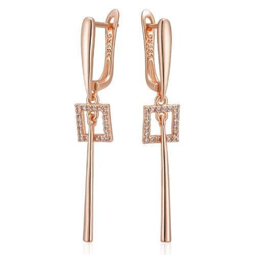 Square Zircon Long Dangle Fashion Earrings - SHExFAB