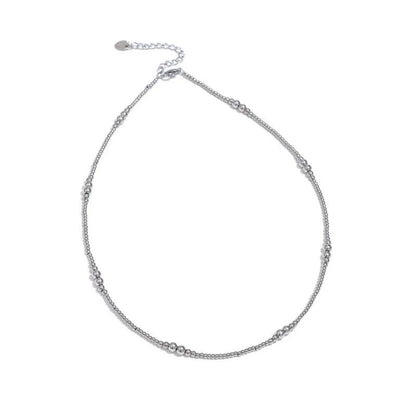 Stainless Steel Beaded Chain Collar Necklace - SHExFAB