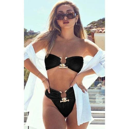 Strapless Bikini Top with Ring 2 Piece Swimsuit - SHExFAB