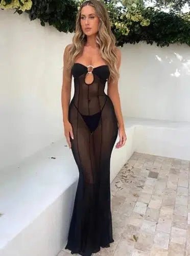 Strapless Mesh Long Mermaid Dress - SHExFAB