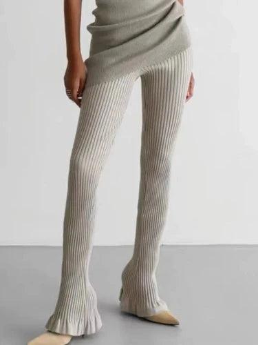 Stretchy Slim Fit Flare Horseshoe Trousers - SHExFAB