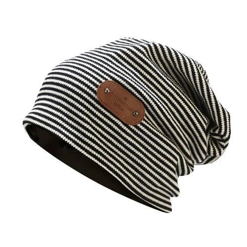 Striped Cotton Slouchy Beanie - SHExFAB