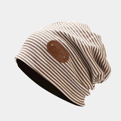 Striped Cotton Slouchy Beanie - SHExFAB