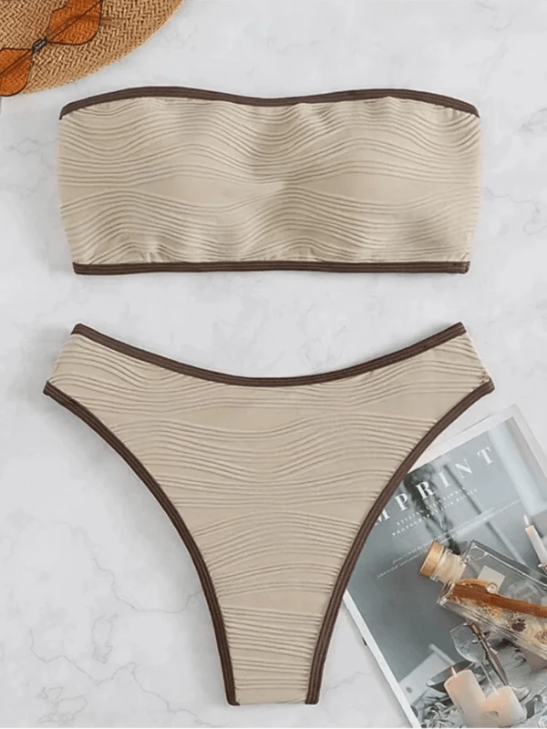 Texture Padded Bandeau Two - Piece Bikini Set - SHExFAB