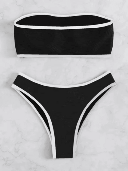 Texture Padded Bandeau Two - Piece Bikini Set - SHExFAB