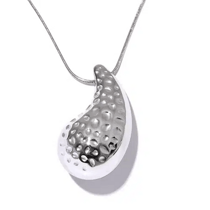 Texture Water Drop Pendant Necklace - SHExFAB