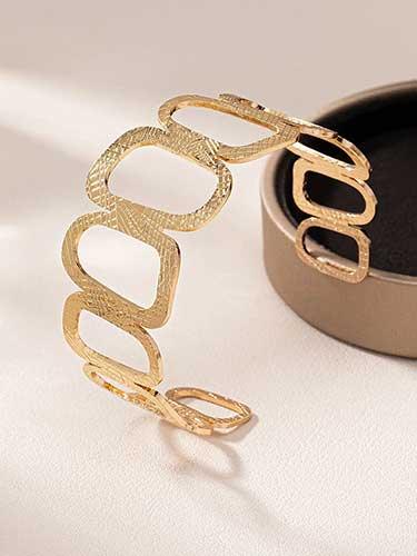 Textured Hollow Fashion Cuff Bangle Bracelet - SHExFAB