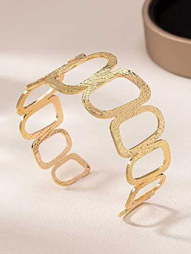 Textured Hollow Fashion Cuff Bangle Bracelet - SHExFAB