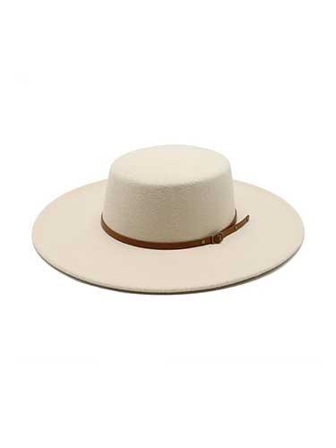 Thin Belt Wide Brim Flat Top Felt Jazz Hat - SHExFAB