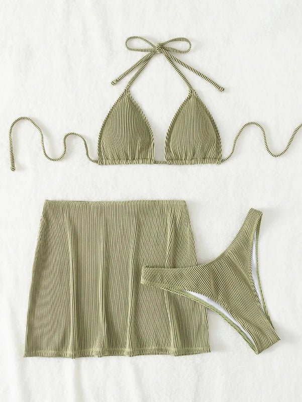 Three Piece Bikini Set with Mini Skirt Set - SHExFAB