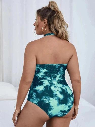 Tie - Dye Cut Out Curvy Monokini Swimsuit - SHExFAB