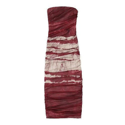 Tie Dye Maroon Tulle Bodycon Dress - SHExFAB