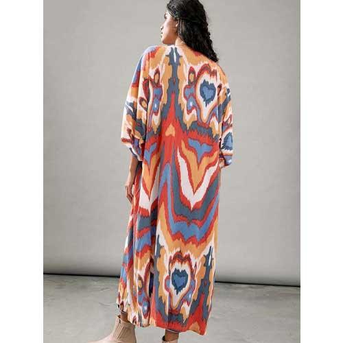 Tie - Dye Pattern Kimono Bikini Cover Up Robe - SHExFAB