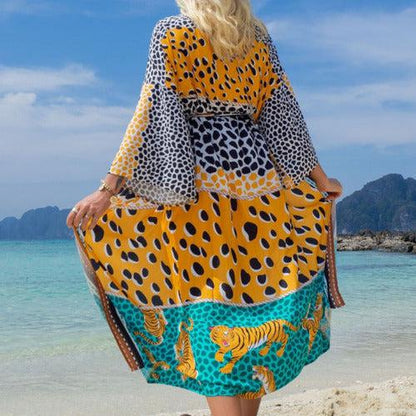 Tiger Print Swimsuit Cover - Up Beachwear - SHExFAB