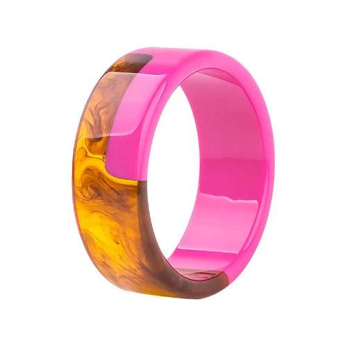 Transparent Two Tone Wide Acrylic Resin Bangle - SHExFAB